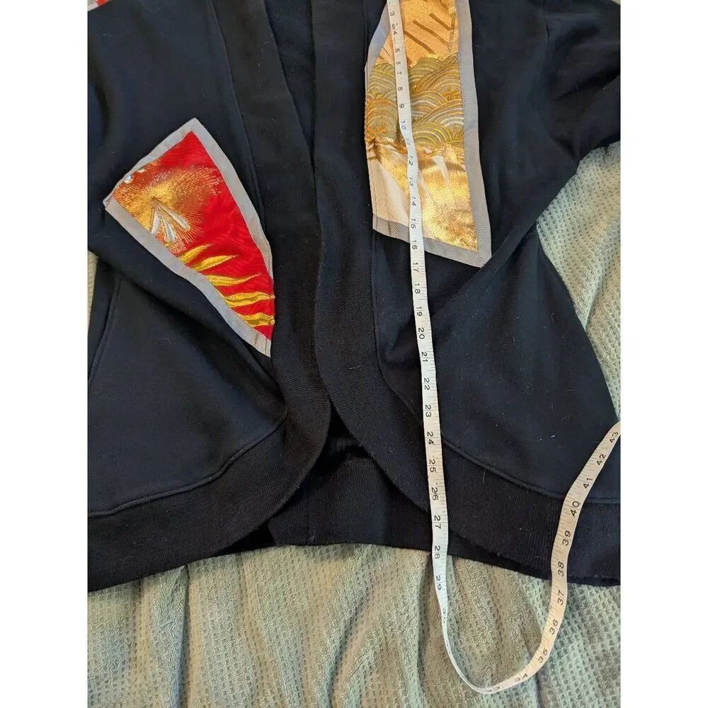 Vintage 80s Sachi New York Art Wear Kimono Jacket with Gold & Red Patchwork XL - Picture 5 of 6